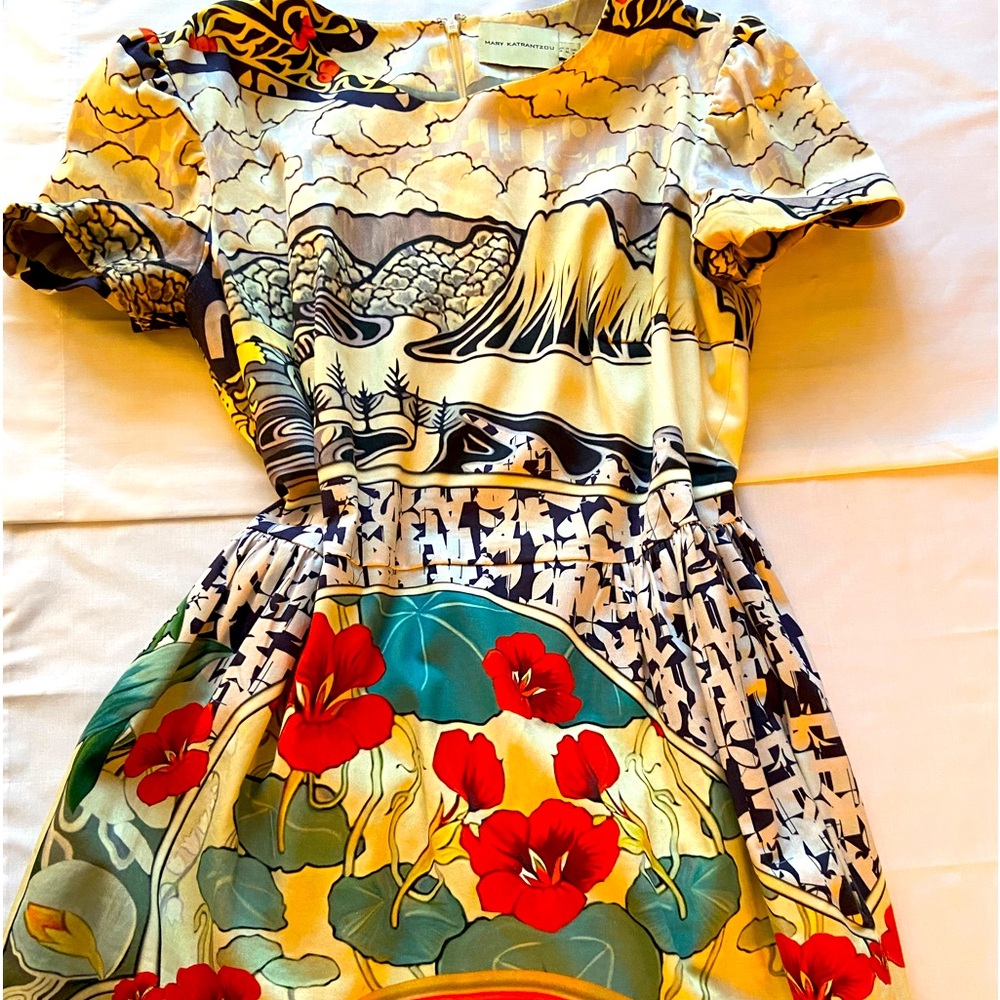 Mary Katrantzou iconic printed day dress. Size 10